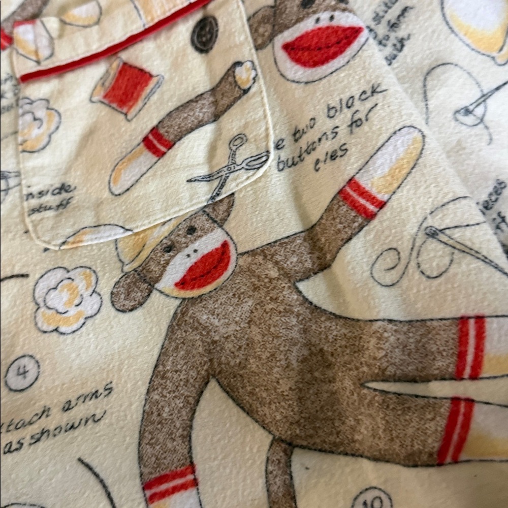 Nick & Nora Cream and Red Christmas  monkeys Pajama Set - Picture 5 of 12
